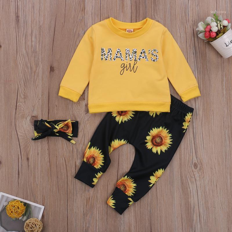 

Pudcoco Toddler Baby Girl Clothes Unique Letter Print Long Sleeve Pullover Sunflower Print Long Pants Headband 3Pcs Sweatshirt1, Yellow