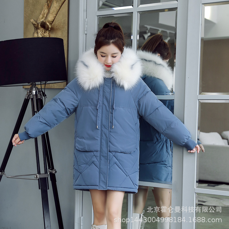 

2021 New new down winter women's thickness medium length cotton jacket to woman, Black