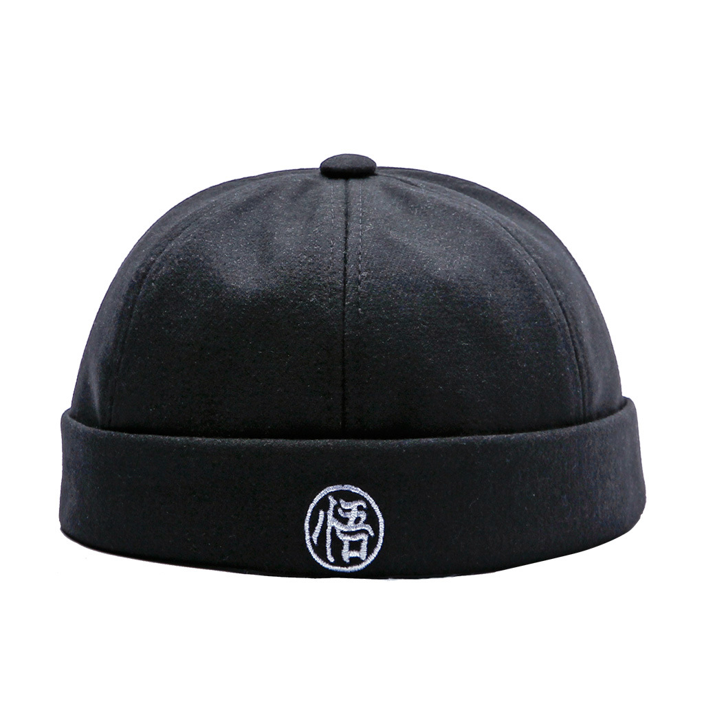 

2020 new eaves curling embroidery hip-hop hat retro wild landlord hat personality trend men and women fashion, Black