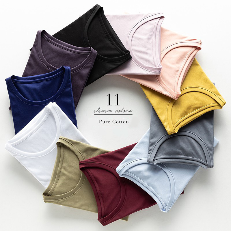 

High-end Luxury Fabric Women O Neck 100% Mercerized Cotton T-shirt Tee Short Sleeve Silk Feeling Summer Wear Vacation V-c Y200109, O 1 white