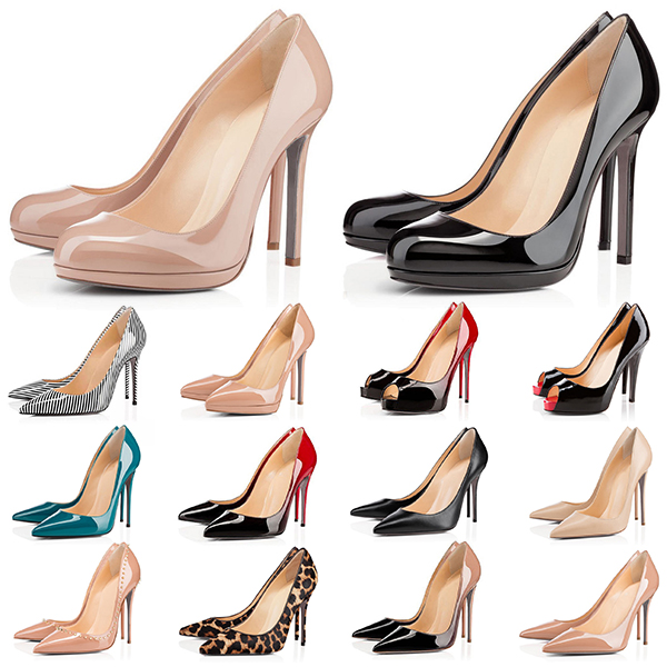 

red bottoms high heels women party wedding leather shoe triple black nude yellow pink glitter spikes Pointed Toes Pumps Dress shoes 35-42, Sku16