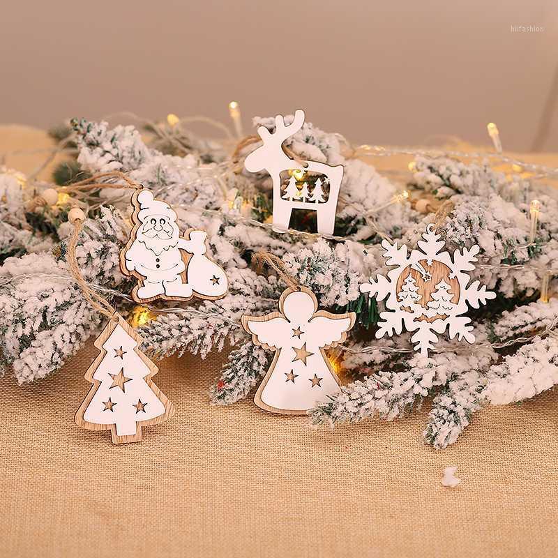 

Santa Claus pendant Christmas Ornament printing white double-layer wooden pendant Christmas tree1