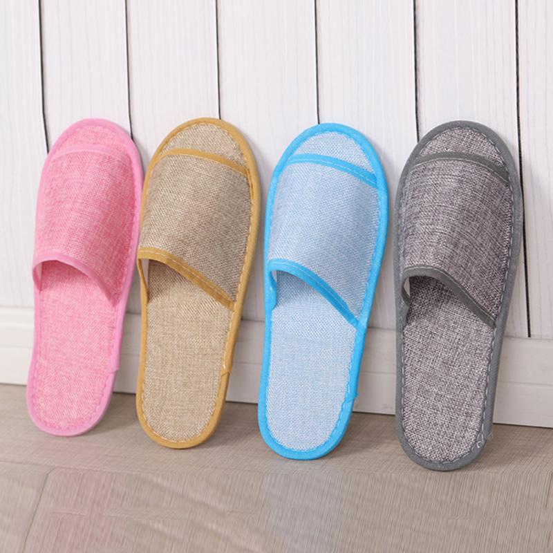 

Adults Homestay Soft Unisex Slippers Comfortable Gift Travel Hotel Anti Slip Linen Home Guest Spa Disposable Casual, Yellow-open