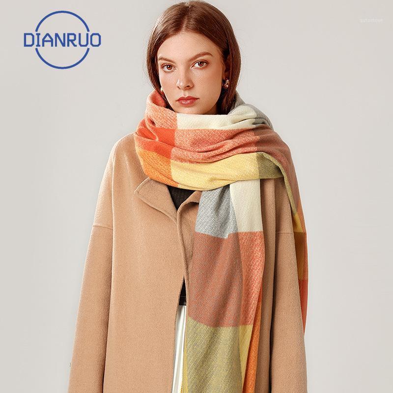 

DIANRUO 2020 New Classic Fresh Hot Sale Fashion Casual Plaid Women Scarf Winter Warm Shawl and Soft Long Tassel Female R3211