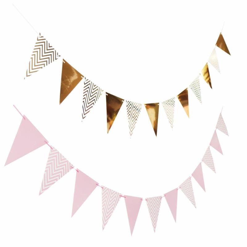 

3m 12 Flag Gold/Silver/Pink/Blue Paper Board Garland Banner For Baby Shower Birthday Party Decoration Kids Room Decoration