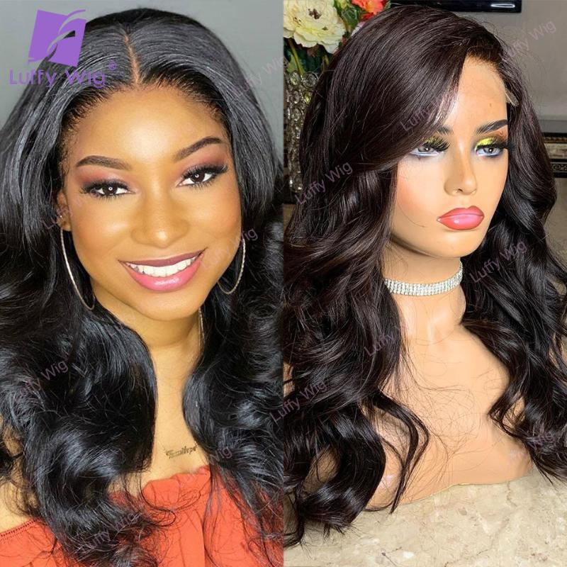 

Long Wavy 5x5 Silk Base Lace Front Wig Brazilian Remy Human Hair Scalp Top Wigs Glueless Pre Plucked For Black Women LUFFY, Natural color