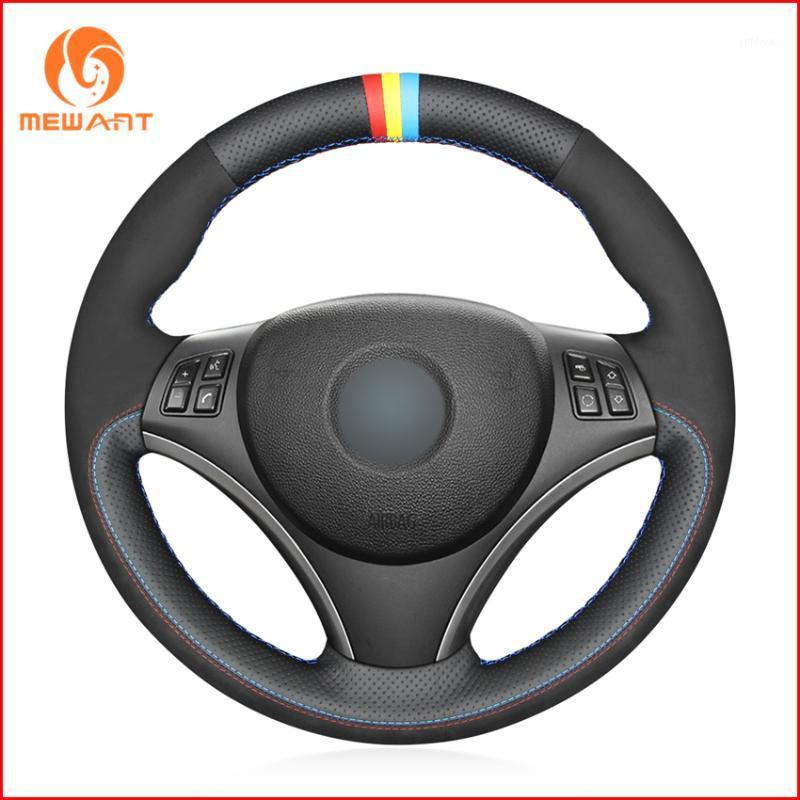 

MEWANT Black Genuine Leather Suede Steering Wheel Covers for E90 E91 E92 E93 E87 E81 E82 E88 X1 E84 Accessories1