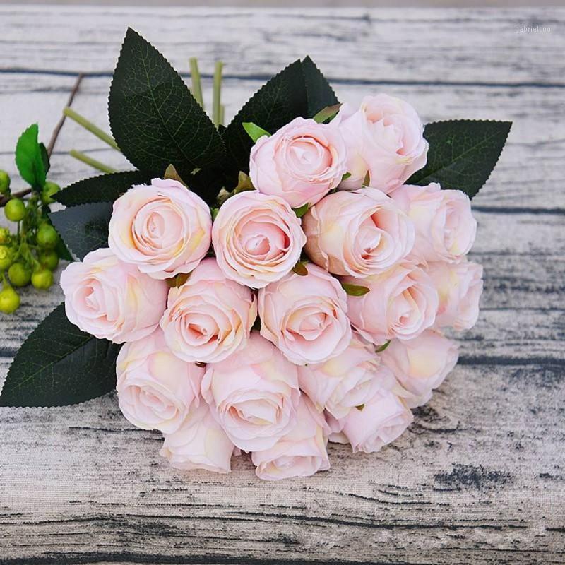 

18pcs/lots Artificial Rose Flowers Wedding bouquet White Pink Thai Royal Rose Silk flowers Home Decoration Wedding Party Decor1