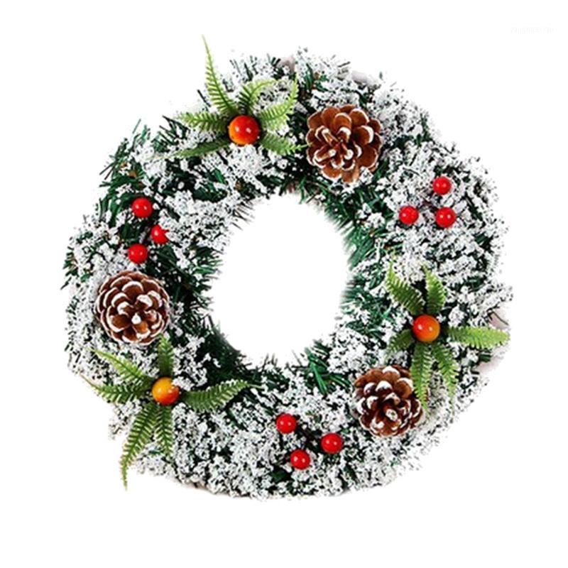 

40M Christmas Decoration Artificial Pine Wreath with Cone Wintry Hanging Garland Supplies for Xmas Wall Door Window Decor A301, 20cm