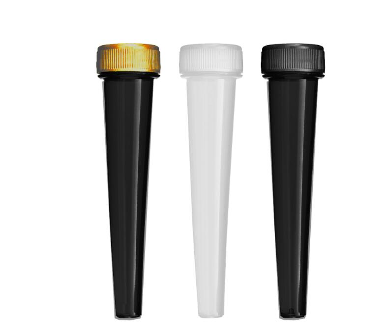 

pre roll joint packaging 98mm 120mm Clear Black Conical Tubes with Childproof caps Free DHL Shipping