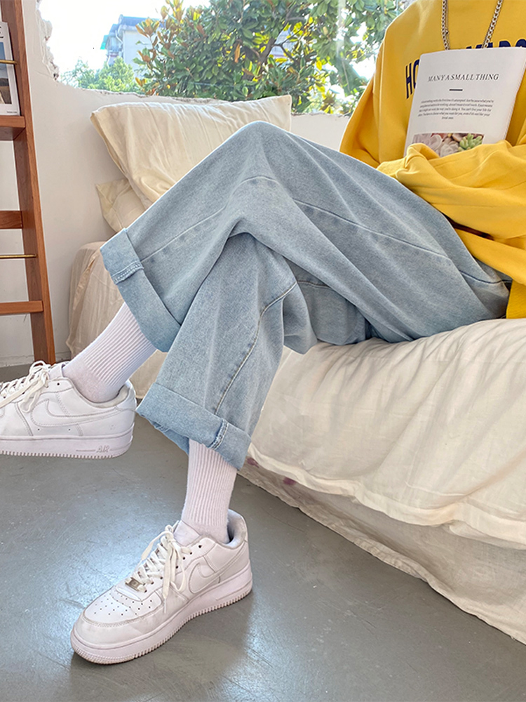 

2021 New Men's Trousers Joker Beautiful Autumn Brem and Winter More Velvet Models in Line Loose Legged Pants Daddy 22IC, Blue