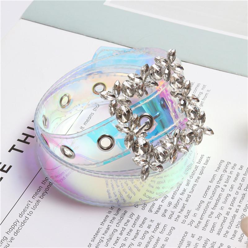 

Shiny Rhinestone Mounted Belts For Women Dress PVC Transparent Belt Cummerbunds Waist Belts Waistband Female, Black;brown