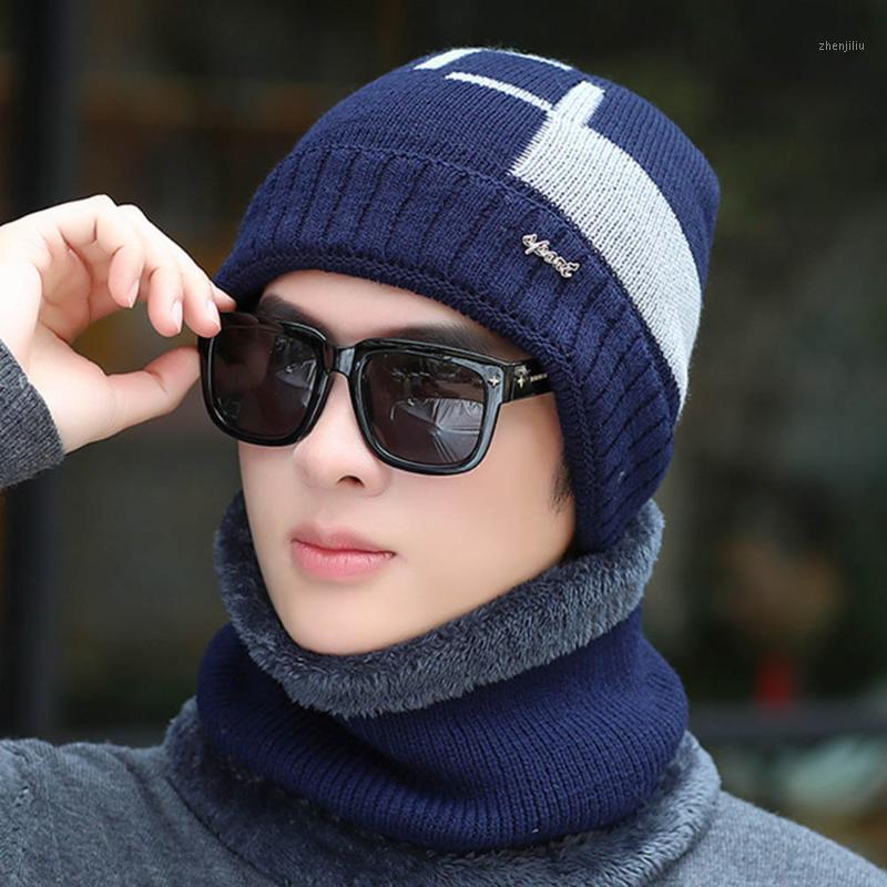 

Neck Warmer Winter Hat Knitted Cap Scarf Caps Winter Hats for Men knitting hat Man Beanie Knit Skullies Beanies bonnet homme1