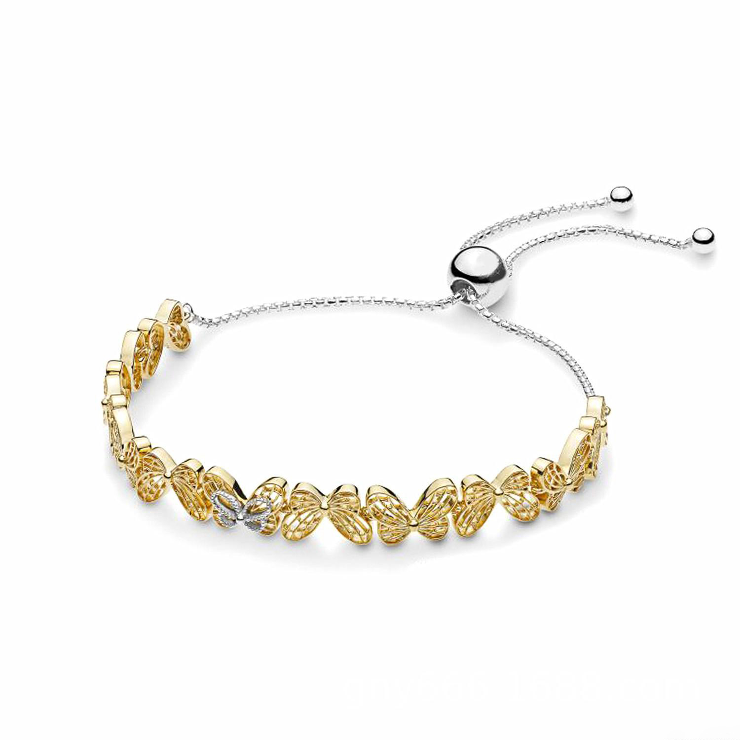 

Wholesale Romantic 925 Sterling Bracelet Silver Adjusted Shine Openwork Butterflies Bracelet Fits For European Bracelets Charms and Beads