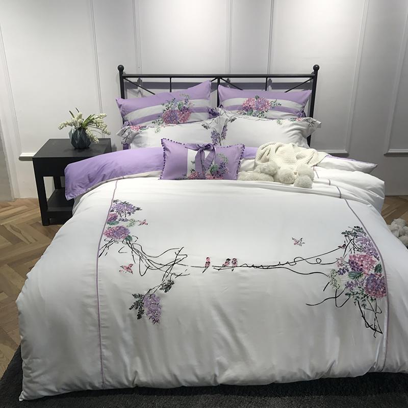 

800TC Hotel Luxury Satin 100% Egyptian Cotton Embroidery Size Jacquard King Bedding Sheet Duvet Queen Sets Pcs Cover Flat 4/6/7