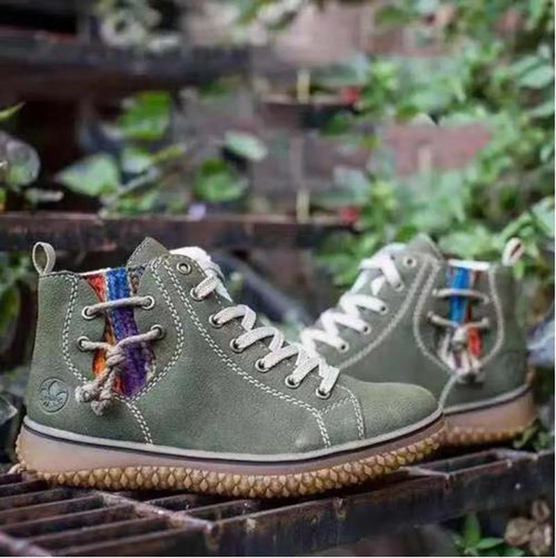

New Winter Women Boots Flat Heel Plush Snow Boots Fashion Thicken Warm Lace Up Ladys Ankle Zapatos De Mujer size9, Yellow