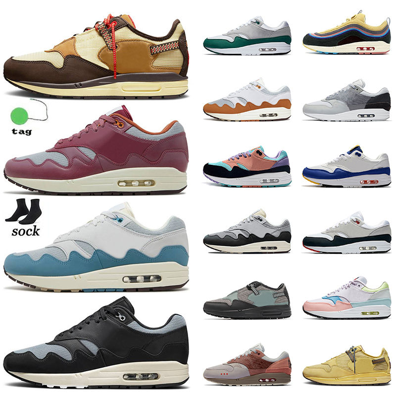 

Maxs 1 Running Shoes 2022 Athletic OG Sneakers For Mens Women Baroque Brown Patta Black Grey Maroon Noise Aqua Cactus Jack Maxs1 MX Cushion Sports Trainers 36-45, A46 patta red 40-45
