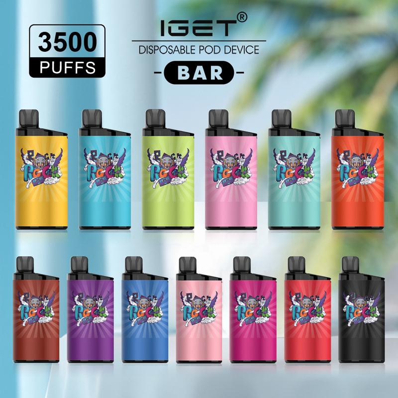 

Original Iget Bar Disposable Cigarette Pod Device Kit E-cigarette 3500 Puffs 13 Colors Cartridge Vape PK MEGA
