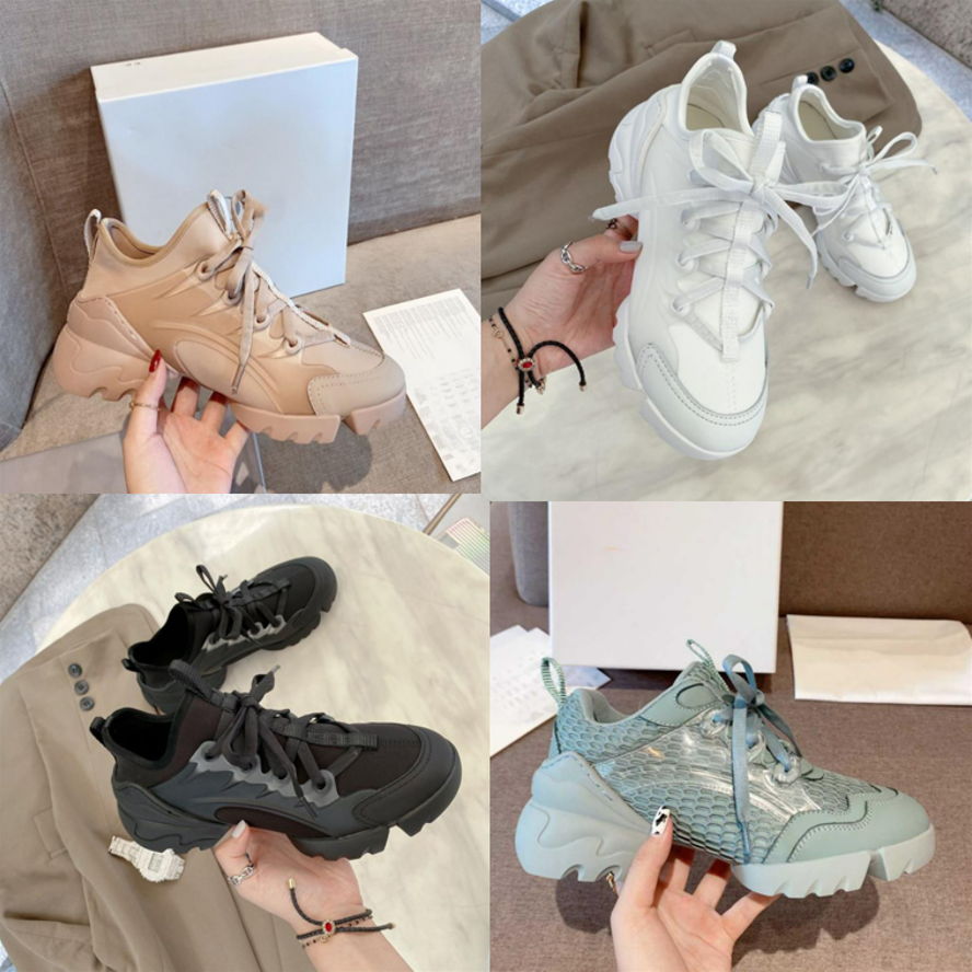 

Women D connect Sneakers Designer Shoes dress shoe Neoprene Grosgrain Ribbon Oblique Letter Raised Platform Lace-up Daddy shoes Trainers With Box 35-41