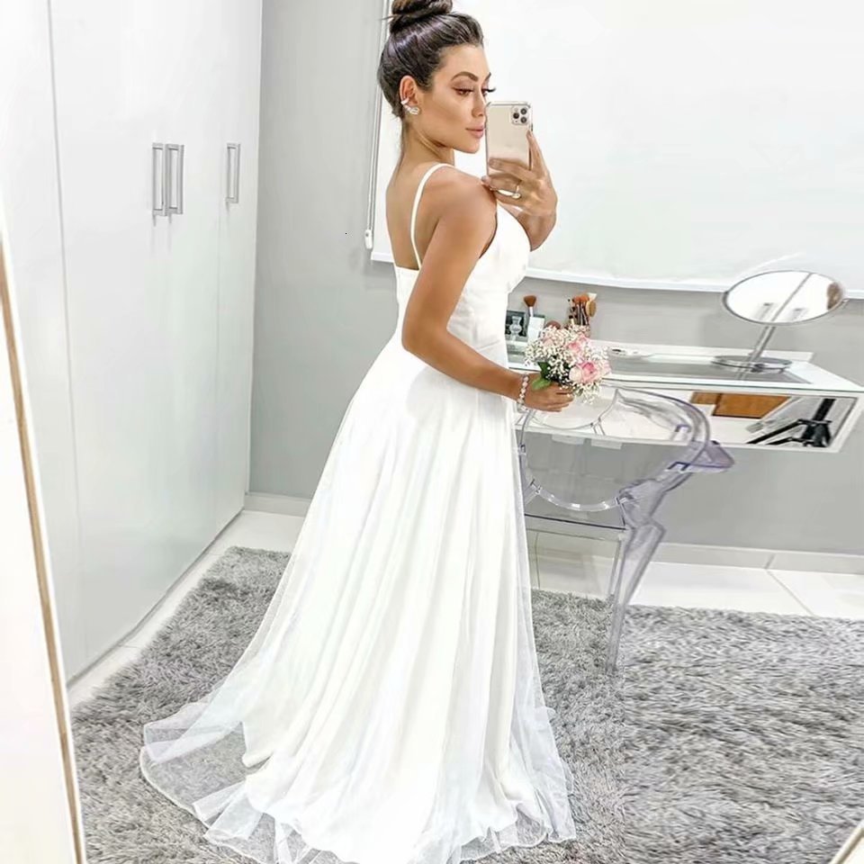 

2021 New Sexy Low-cut v Dress Wedding Gown Soiree Robe 3399, Same as pictures