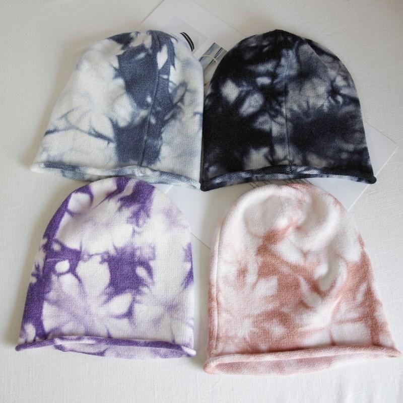 

Fast Dropshipping Spring and Autumn New Simple Casual Tie-Dye Knitted Foldable All-Match Face-Lift Warm Baotou Hat Women, Black