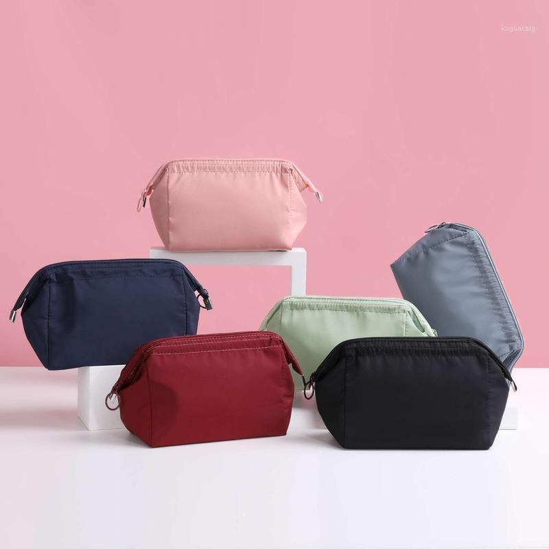 

1 PCS Women Zipper Cosmetic Bag Beauty Makeup Bag Solid Color Female Makeup Travel Toiletry Organizer Kosmetyczka Handbag1, Black