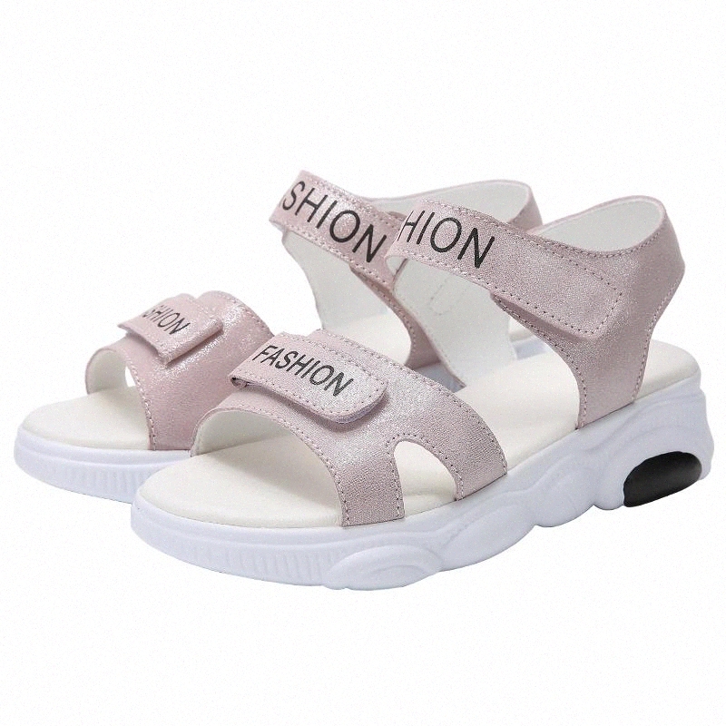 

2020 Fashion Glitter Shoes Women Lightweight PU Pink Bling Sandals For Women Silver Gold Casual Flat Sandals Sandalias Mujer #RD0A