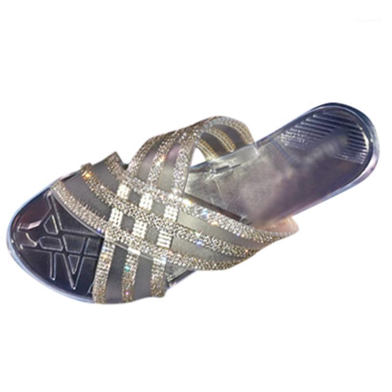 

SAGACE women slippers rhinestone Women's Platform Summer Flip Flop Outdoor Fashion Rhinestones Buckle Lazy Slippers Outdoor1, Gd