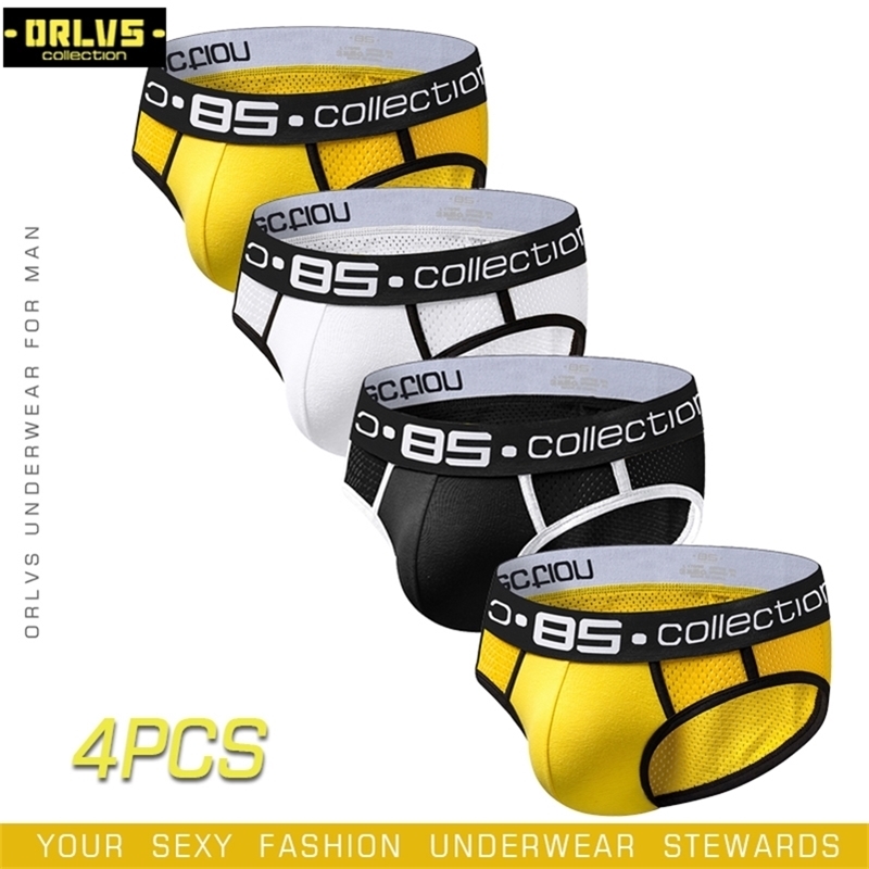

BS 4PC/LOT Brand Breathable Men Underpants Sexy Briefs Cotton Quick Dry Male Underwear Solid Briefs Cueca Tanga Hombre Underwear 201112, (4)bs113-mulit
