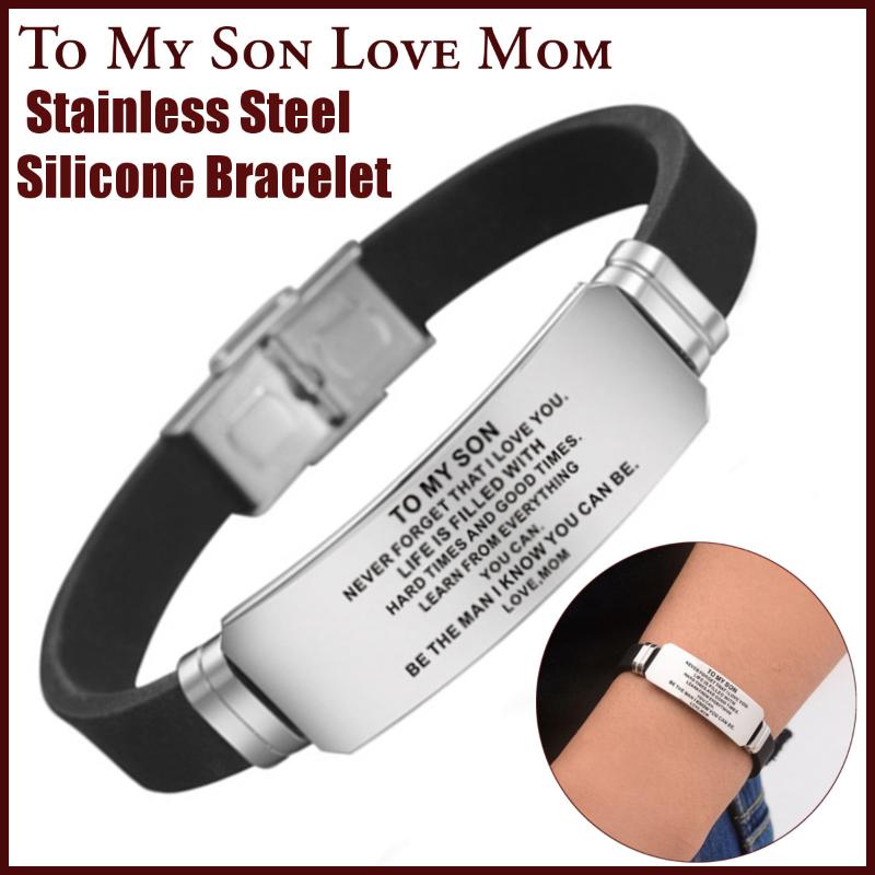 

To my son's love mom dad bracelet stainless steel silicone bracelet birthday gift fashion jewelry new