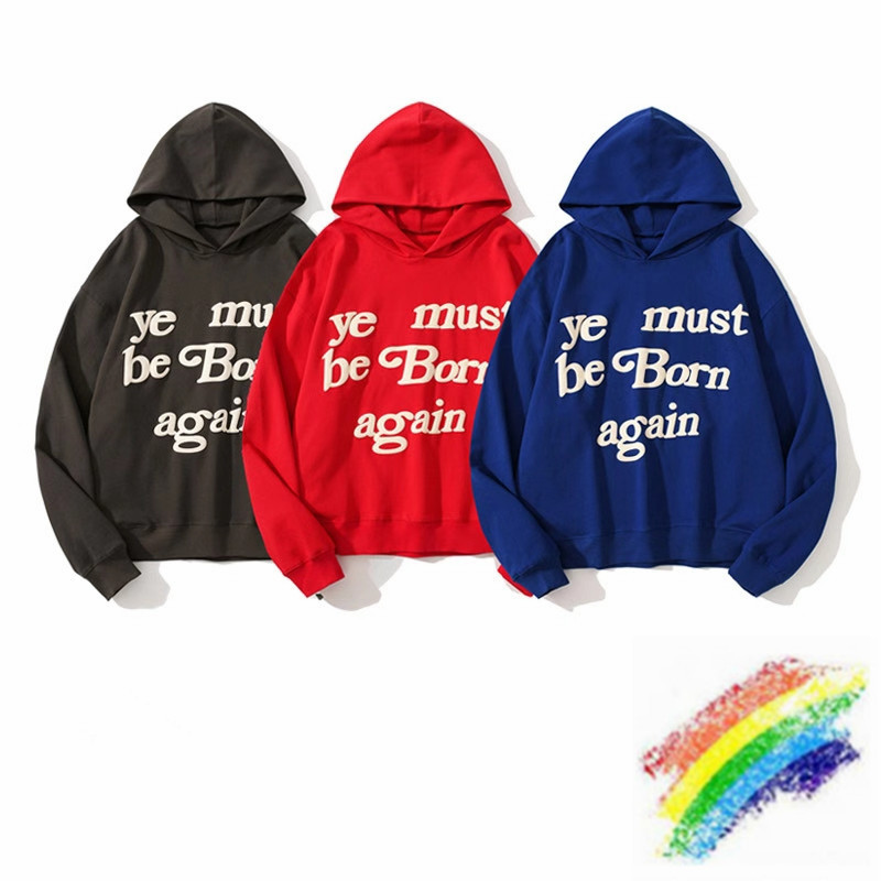 

Red Blue Hoodie Men Women Foaming Printing Embroidery Sweatshirts Hooded, Black