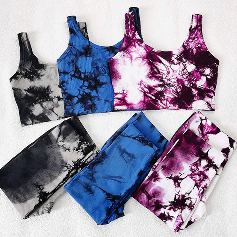 

Tracksuits Women' 2 Piece Print Sports Bra Top Gym Leggings Tights Workout SportswearClothing Women 2021 Seamless Yoga Set1, Black