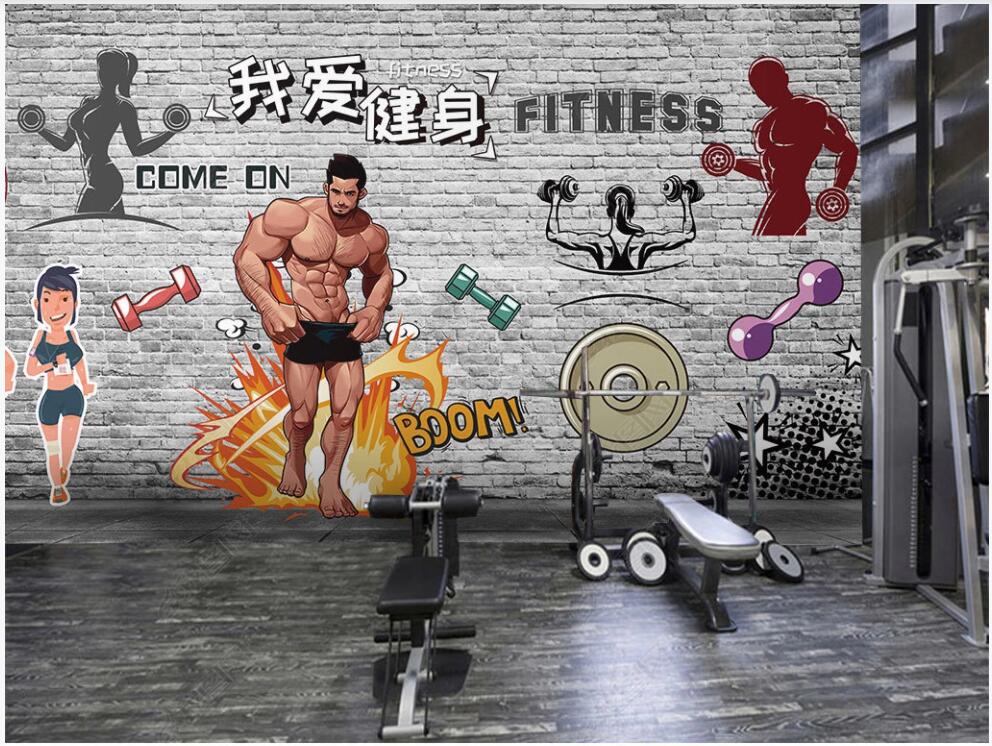 

3d wallpaper custom photo mural I love fitness brick wall background painting living room home decor 3d wall murals wallpaper for wall 3 d, Non-woven wallpaper