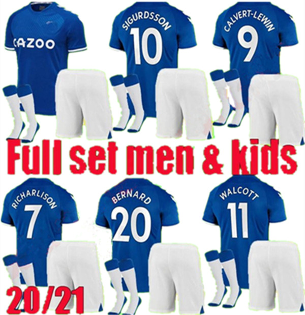 

Custom 2020 2021 Men Kids SIGURDSSON RICHARLISON home soccer jersey kits 20 21 CALVERT-LEWIN WALCOTT Football Shirts boys Full set uniforms, Color 1