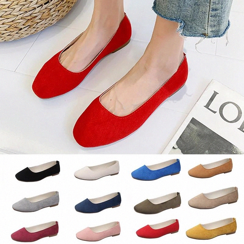 

Plus Size 43 Candy Color Women Flats Square Toe Slip on Shoes Woman Loafers Casual Boat Shoes Ladies Ballet Flats zapatos mujer #wf8e, Black