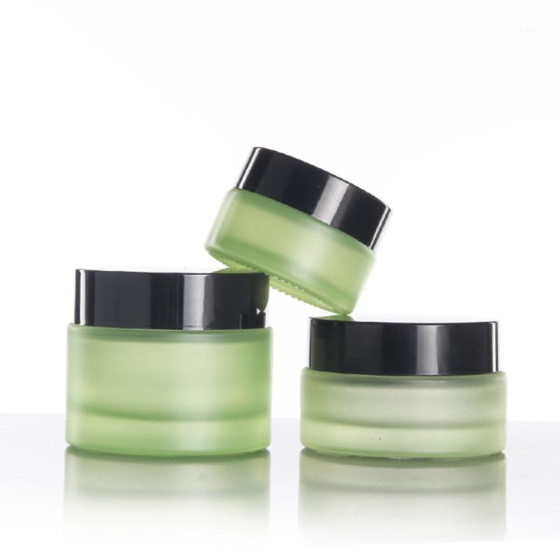 

Hot Sale 30ml Glass Cosmetic Jar,30g Green Frosted Cream Jar1