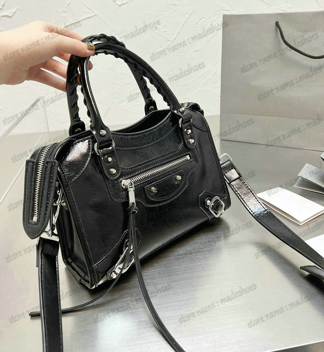 

City Classic Metallic Edge Bag Neo Handle Tote Bag Leather Medium Mini Handbag Womens Designer Luxurys Motorcycle Shoulder Bags CrossBody Large Capacity