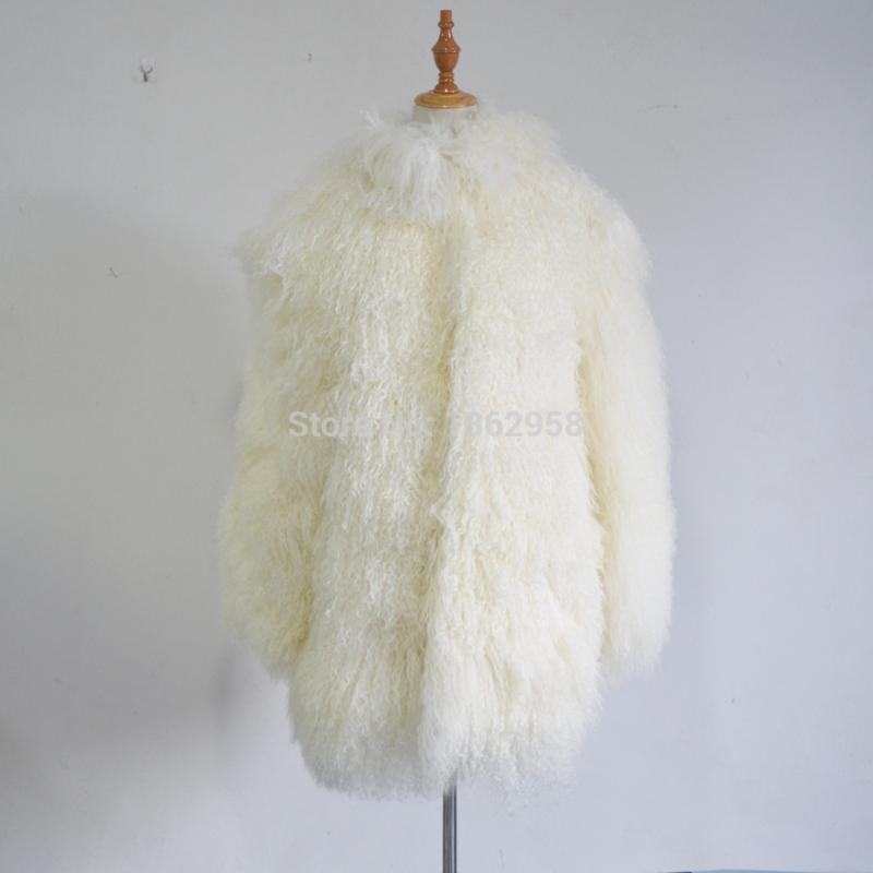 

SJ001 S-XXL Natural White Long Hair 80CM Women Fur Overcoat 2020, Green fur coat
