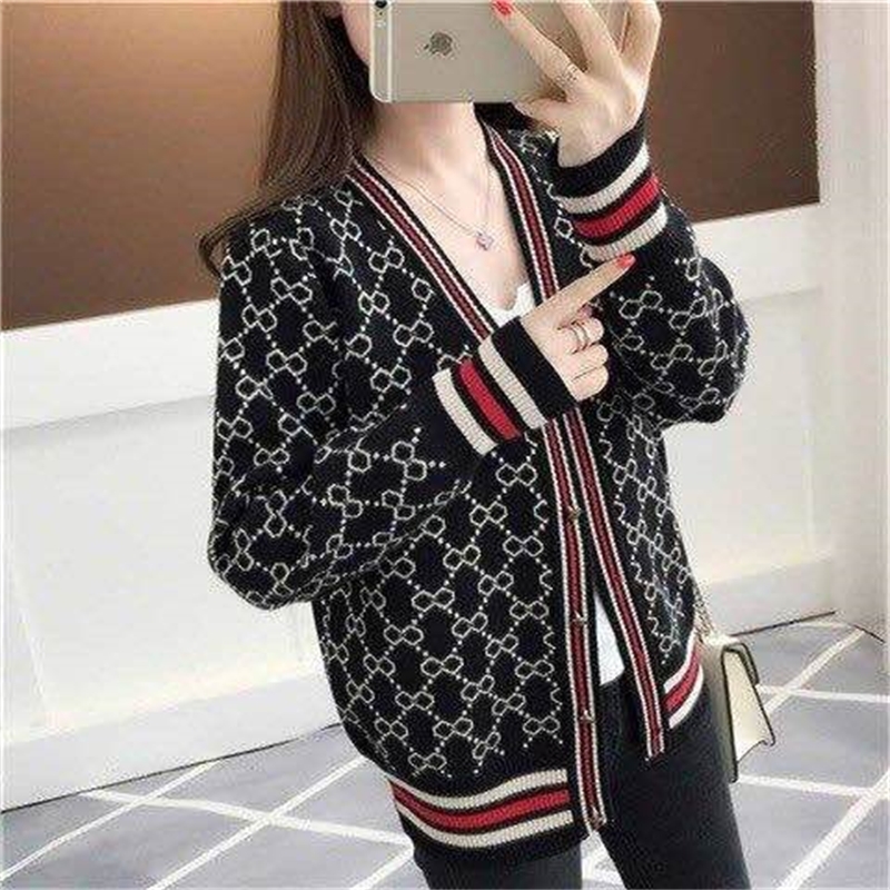 

2021 Women's Blouse with Long Sleeve Striped Mesh Cardigan Ladies Winter New Arrival Oversize Cotton Fashion Sweaters 2YAH, Blue.