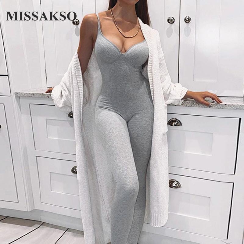 

Missakso Summer Women Jumpsuits Backless Streetwear Sleeveless Fashion Outfits High Waist Solid Casual Skinny Jumpsuits, Black