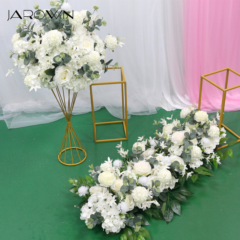 JAROWN Wedding 100cm Flower Row Arch Arrangement Flower Stage Road Lead Flower Wedding Scene Layout Party Decoration Floral (1)