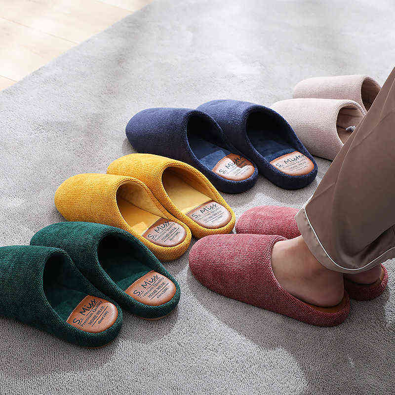 

Japanese Style Autumn And Winter Warm Men's Cotton Slippers Casual Home Comfortable Slippers Men's Soft Sole Retro Women's Shoes Y1223, Red