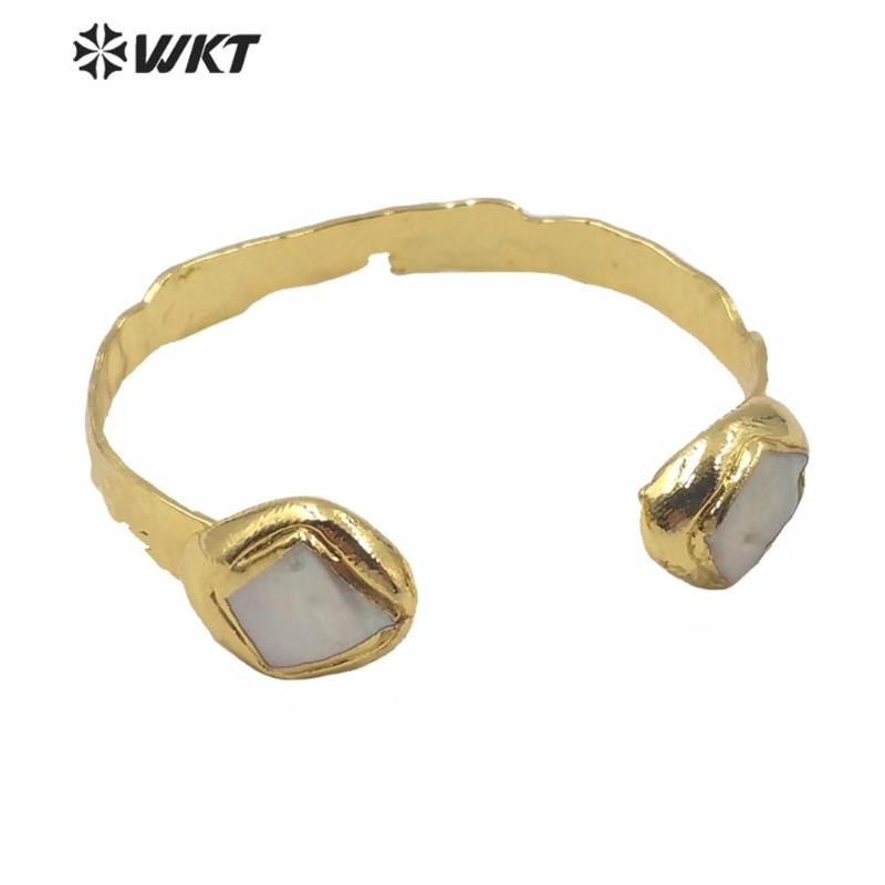 

Bangle MPB021 Charming Dimond-shape Pearl Female Wedding Gift Special Gold Eltroplated Jewelry 55mm