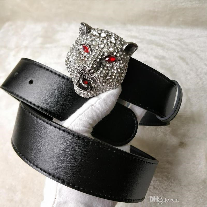 

new designer belt mens senior tiger head belts new fashion casual cowhide belts for men and women waist belts, Black