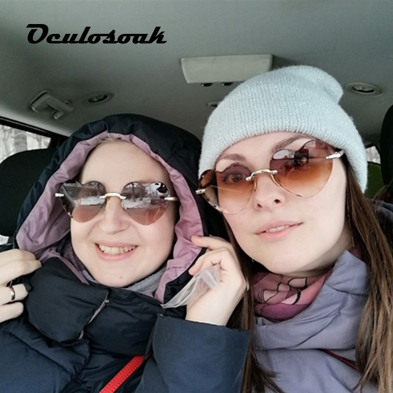 

Sunglasses Parent-child Fashion Love Women And Men Cut Edge Frameless Peach Heart Shape UV400