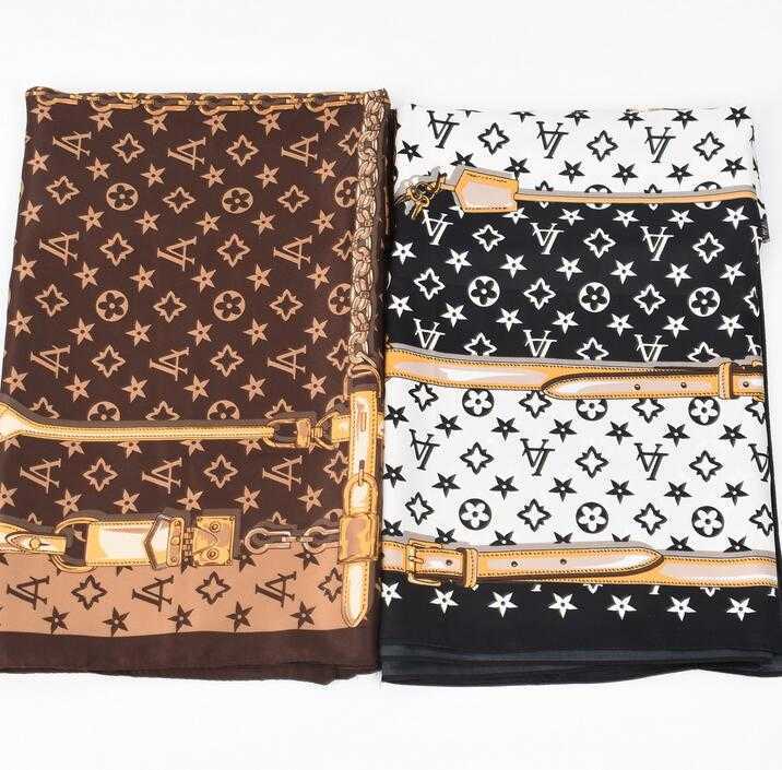 

Fashion Brand Classic Simple Letter Design Satin Luxury Square Scarf Outdoor Shawl Silk Turban Beach Wrap Women Scarves