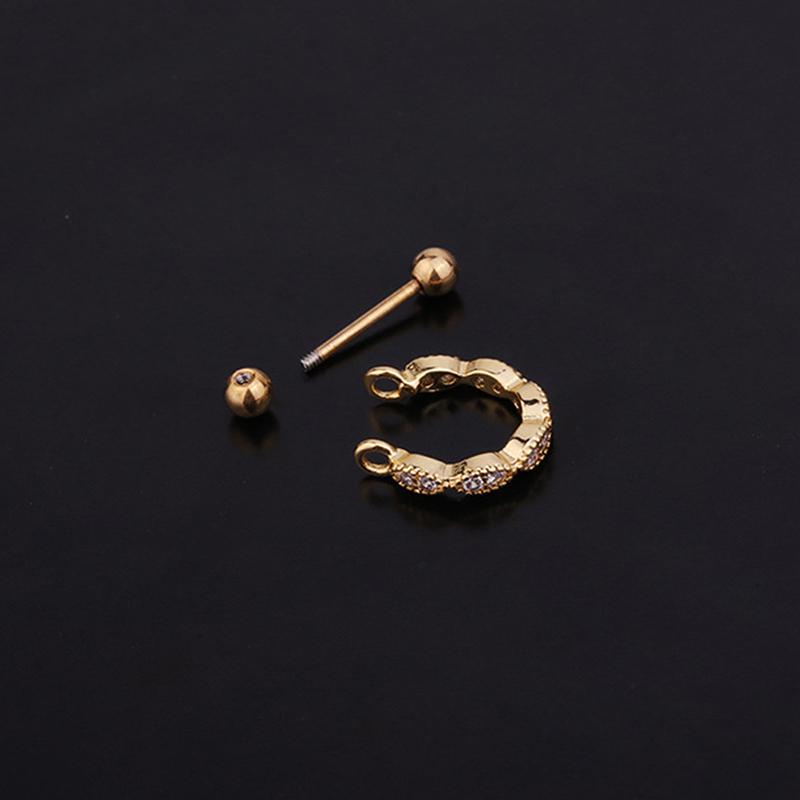 

Hoop & Huggie 1PCS Cartilage Studs Cool Punk Men's Piercing Round Crystal Earring Ear Stud Men Woman Jewelry Fashion