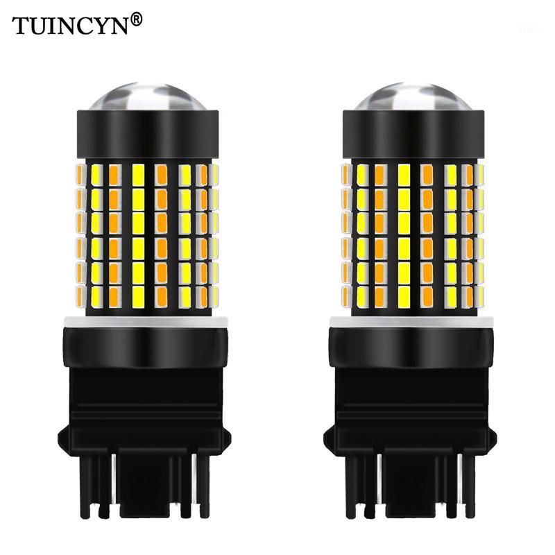 

TUINCYN 2pcs Dual Color T25 3157 Led Bulbs For Cars Switchback Orange/White Led Turn Signal Lights With DRL Function 1200Lm1, As pic