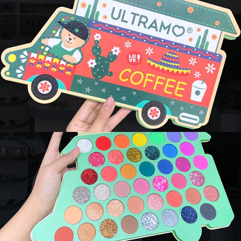 

ULTRAMO COFFEE CAR Christmas Eyeshadow Makeup Pelette 43 Colors High Neon Pigments Matte Eyeshadow Palette Glitter Eye Shadow, 1 piece