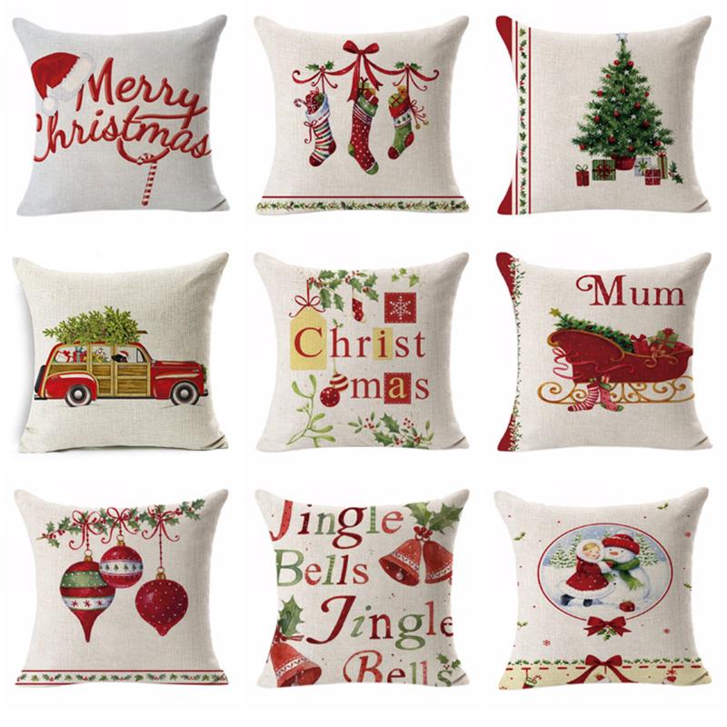 

45x45cm Cartoon Santa Claus Elk Christmas Pillowcase 2020 Christmas Decor for Home Merry Ornament Navidad Xmas Gifts Pillow Case, 23